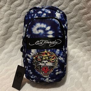 Ed Hardy Tiger On Blue Tie Dye Sling Bag!New…
